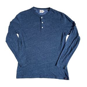 Faherty Legendary Henley Shirt Men’s M Blue Long Sleeve Coastal Casual Basics